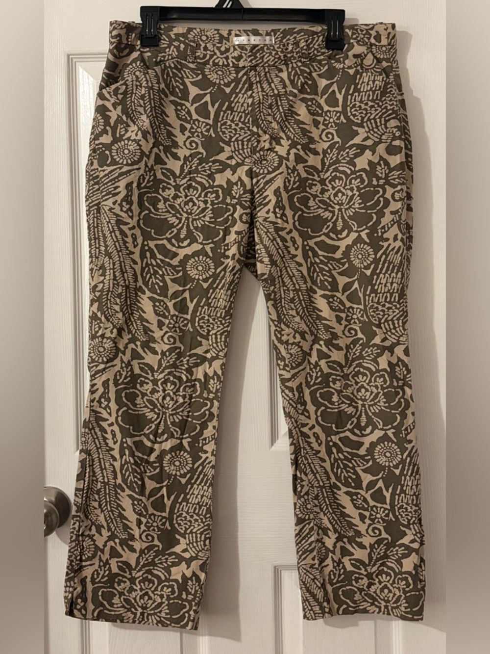 Old Navy Beige and Olive Leaf-Print Pants